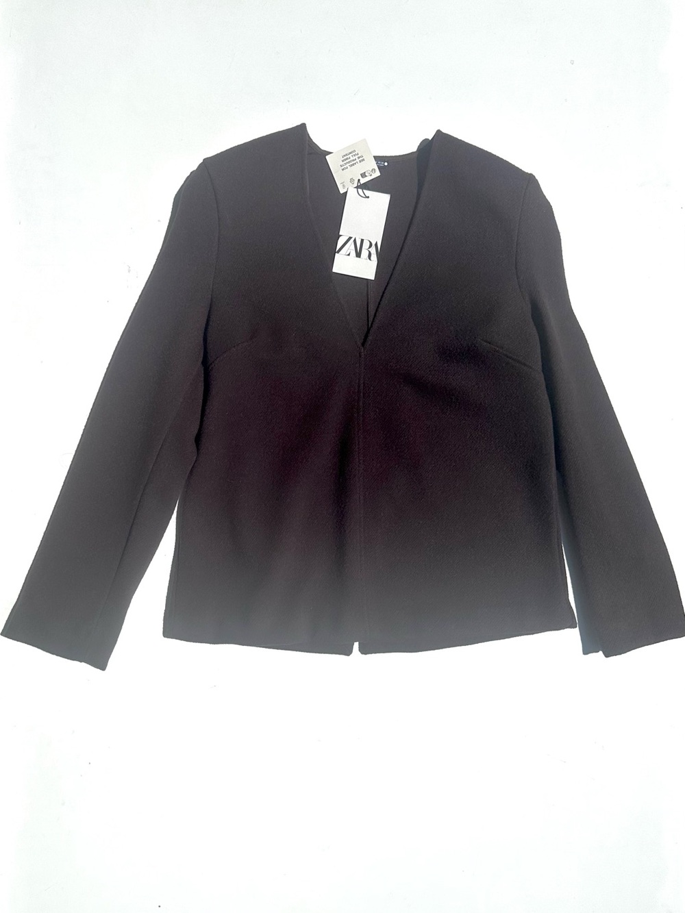 NWT Zara 100% Wool Brown Tailored Top Tunic Sweater, V neck, M